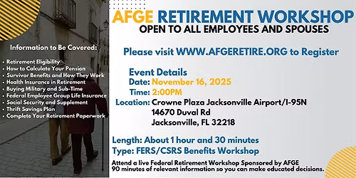 FERS\/CSRS Benefits Workshop Jacksonville - 11\/16\/25