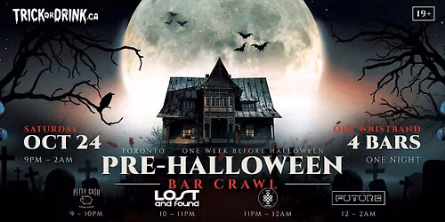 Pre-Halloween Bar Crawl Toronto 2026 | Queen West Bars | Sat, Oct 24