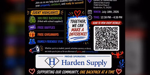 FREE Community School Supply Giveaway! 300 free backpacks with school supplies!