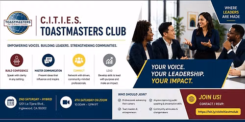 Practice Public Speaking + Meet C.I.T.I.E.S. Toastmasters | Inglewood