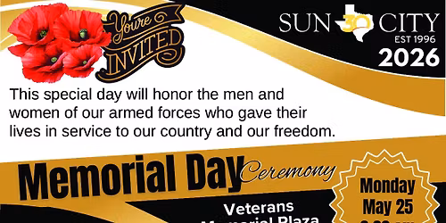 Sun City Texas Memorial Day Ceremony 2026