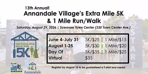 13th Annual Extra Mile 5K & 1 Mile Run\/Walk