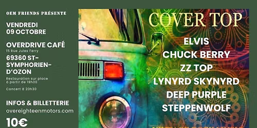 Cover Top (blues rock vintage) | Overdrive Caf\u00e9 69360 St-Symphorien-d'Ozon