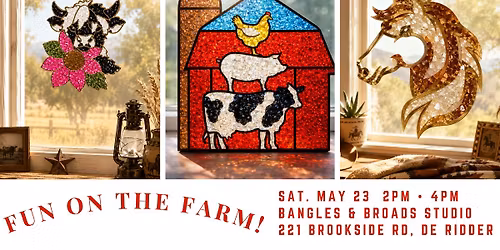 FUN on the FARM! Crushed Glass and Resin Party. SEE IMAGES below of designs available and Follow!