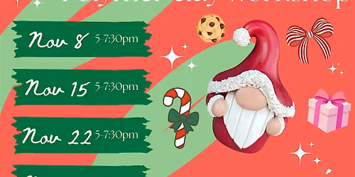 Santa gnome polymer clay arts and crafts workshop all ages
