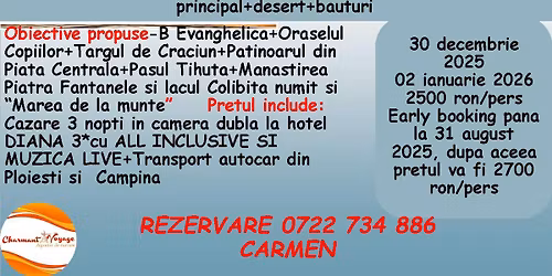REVELION DE NEUITAT LA BISTRITA-HOTEL DIANA 3*_ALL INCLUSIVE_SEARA ROMANEASCA_BRUNCH_