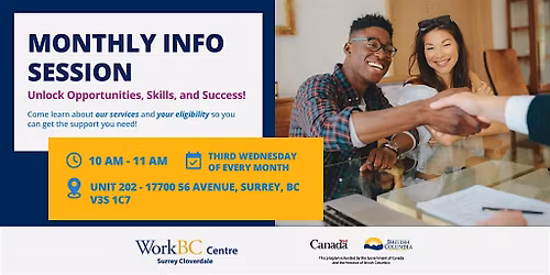 Monthly Info Session - WorkBC Centre Surrey Cloverdale