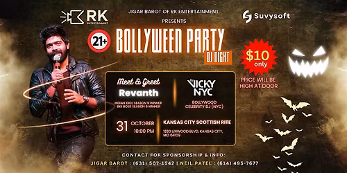 BOLLYWEEN PARTY | Meet & Greet with Revanth | DJ Night with Vicky NYC