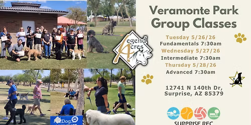 Legend Acres Morning Dog Training Classes at Veramonte Park | Surprise AZ