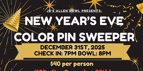 JB's Allen Bowl New Year's Eve Color Pin Sweeper!