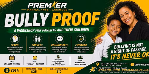 PARENT & CHILD BULLY PROOF WORKSHOP