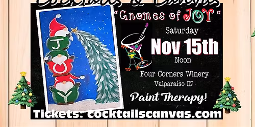Gnomes of JOY Cocktails and Canvas Festive Christmas Paint and Sip Event
