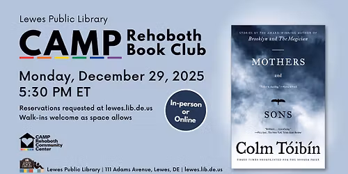 CAMP Rehoboth Book Club | Mothers and Sons