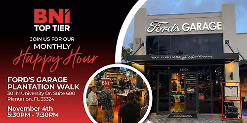 Refuel Your Network: BNI Top Tier Happy Hour at Ford's Garage