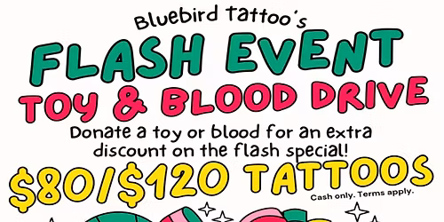 Toy & Blood Drive | Tattoo Flash Event 