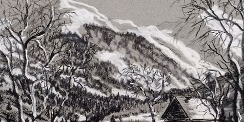 Charcoal Drawing Mountain Landscape Art Class 