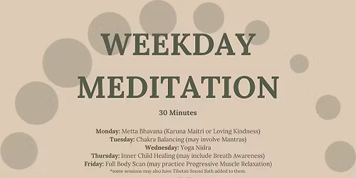 Weekday Meditation, Richmond, VA | Reflect, Prepare, Rejuvenate | Online