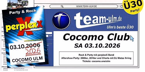 team-ulm Revival | die \u00fc30 party, mit perplexX Liveband und Aftershow