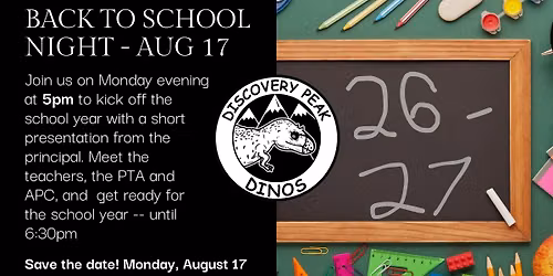 Back to School Night 5pm