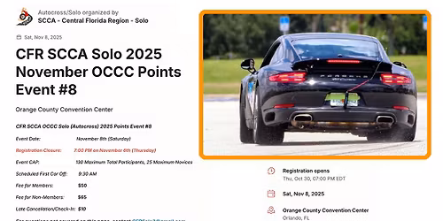CFR SCCA Solo 2025 November OCCC Points Event #8