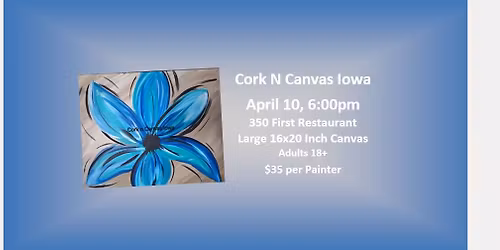 350 First Restaurant-Blue Flower-Cork N Canvas Iowa