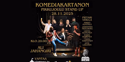 Komediakartanon Pikkujoulu Stand Up - Ali Jahangiri 28.11. H\u00e4meenkyl\u00e4n kartano Vantaa.