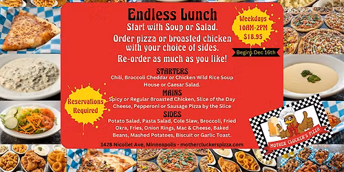 Endless Pizza and Broasted Chicken Lunch at Mother Clucker's Pizza