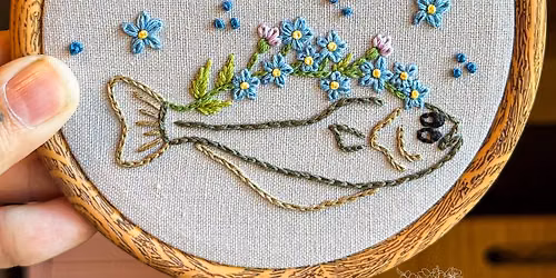 Forget Me Not Halibut Hand Embroidery Class :: Wasilla