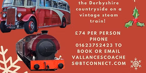 Heritage themed vintage bus trip for Christmas dinner on a steam train \ud83d\ude82