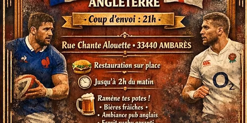 rugby France angleterre suivi de soir\u00e9e dansante 90\/2000