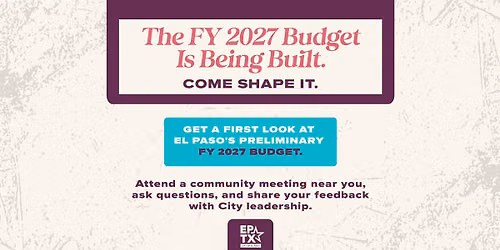 2027 Budget Community Meeting