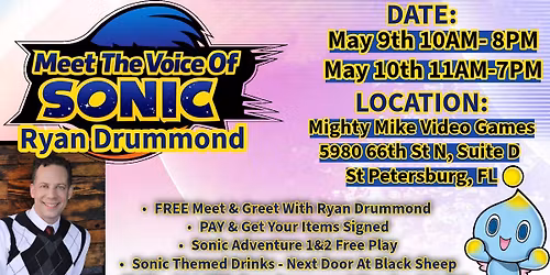 Meet The Voice Of Sonic The Hedgehog At Mighty Mike Video Games In St Pete