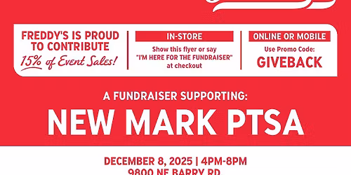 Freddy's ~ New Mark Fundraiser Day!