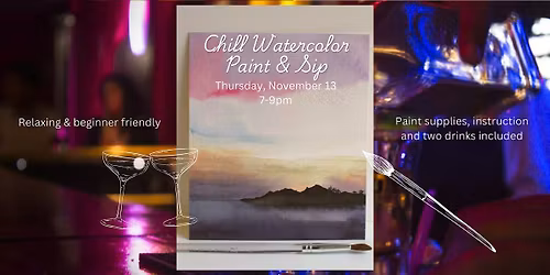 Serene Watercolor Paint and Sip\u2013Two Drinks Included\u2013At The Crafty Beaver