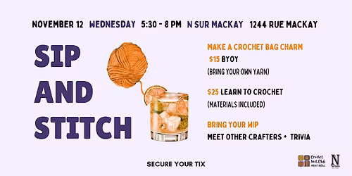 Sip & Stitch MTL + Craft Trivia (Crochet Social & Mini Workshop)