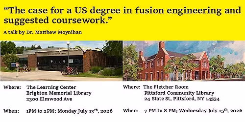 Lecture: Case for a US Degree in Fusion Engineering - Brighton Library
