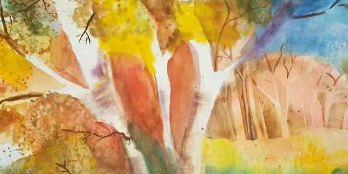 Watercolor Fall Landscape Painting