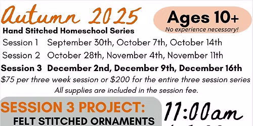 Hand Stitched Homeschool Series - Session 3