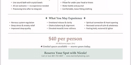 Reiki to Resonance: Group healing and soundbath 