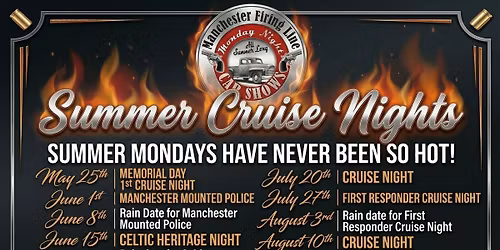Summer Monday Cruise Nights at Manchester Firing Line 
