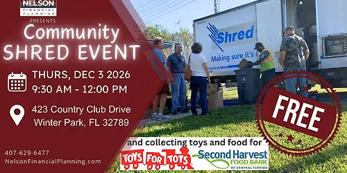 Community Shred Event (and Toy & Food Drive)
