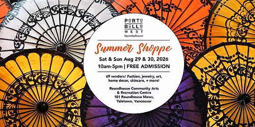 Portobello West Summer Shoppe Market 2026 (Sat + Sun, August 29 + 30).