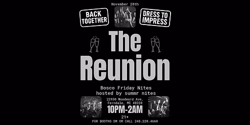 The Reunion Party - Bosco Friday Nites - November 28th