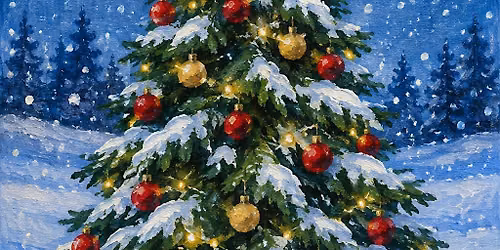 Paint a Christmas Tree Scene