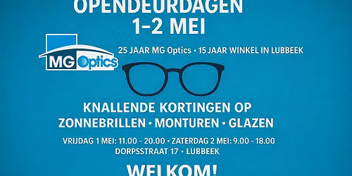 Opendeurdagen 1-2 mei MG OPTICS