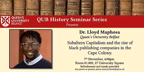 QUB History Seminar: Lloyd Maphosa
