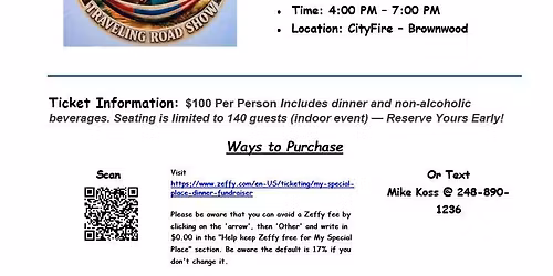 My Special Place Dinner Fundraiser at City Fire Brownwood