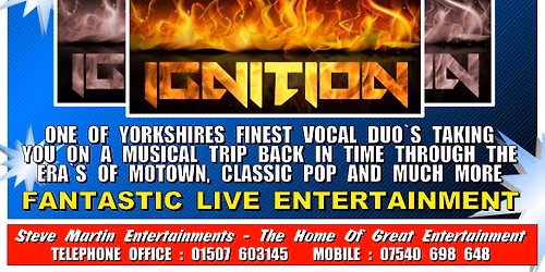 IGNITION ARE PLAYING AT THE CARR LANE SPORTS AND SOCIAL CLUB GRIMSBY SATURDAY 17th JAN 2026 - 