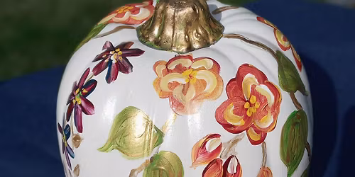 Painted 6" Faux Pumpkin with Painting on the Gogh