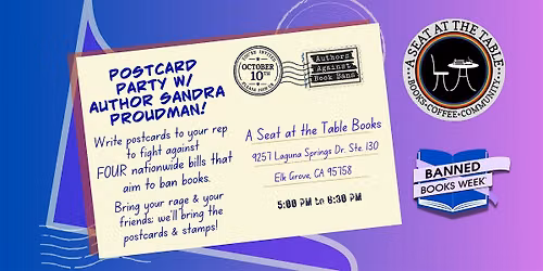 Postcard Party with Authors Against Book Bans & Sandra Proudman